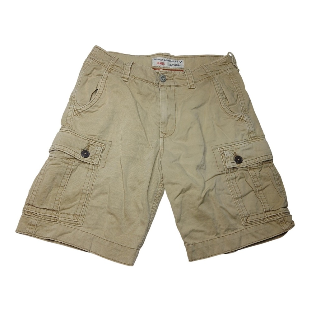 Vtg American Eagle Cargo Shorts Men 32 Tan Classic Cotton Utility Pocket Casual